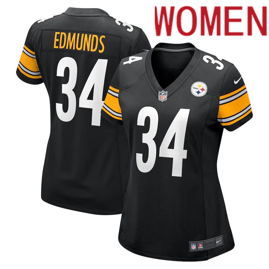 Women Pittsburgh Steelers #34 Terrell Edmunds Nike Black Game NFL Jersey->women nfl jersey->Women Jersey